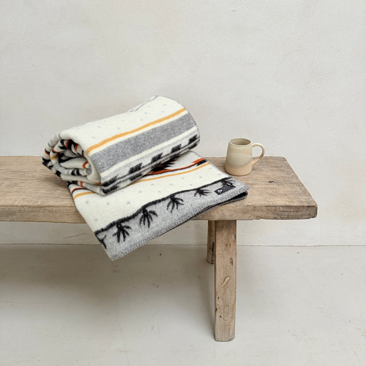 Lambswool felt Navajo Blanket | Cream and Grey