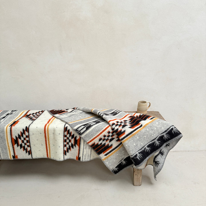 Lambswool felt Navajo Blanket | Cream and Grey