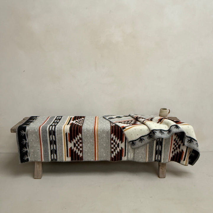 Lambswool felt Navajo Blanket | Cream and Grey