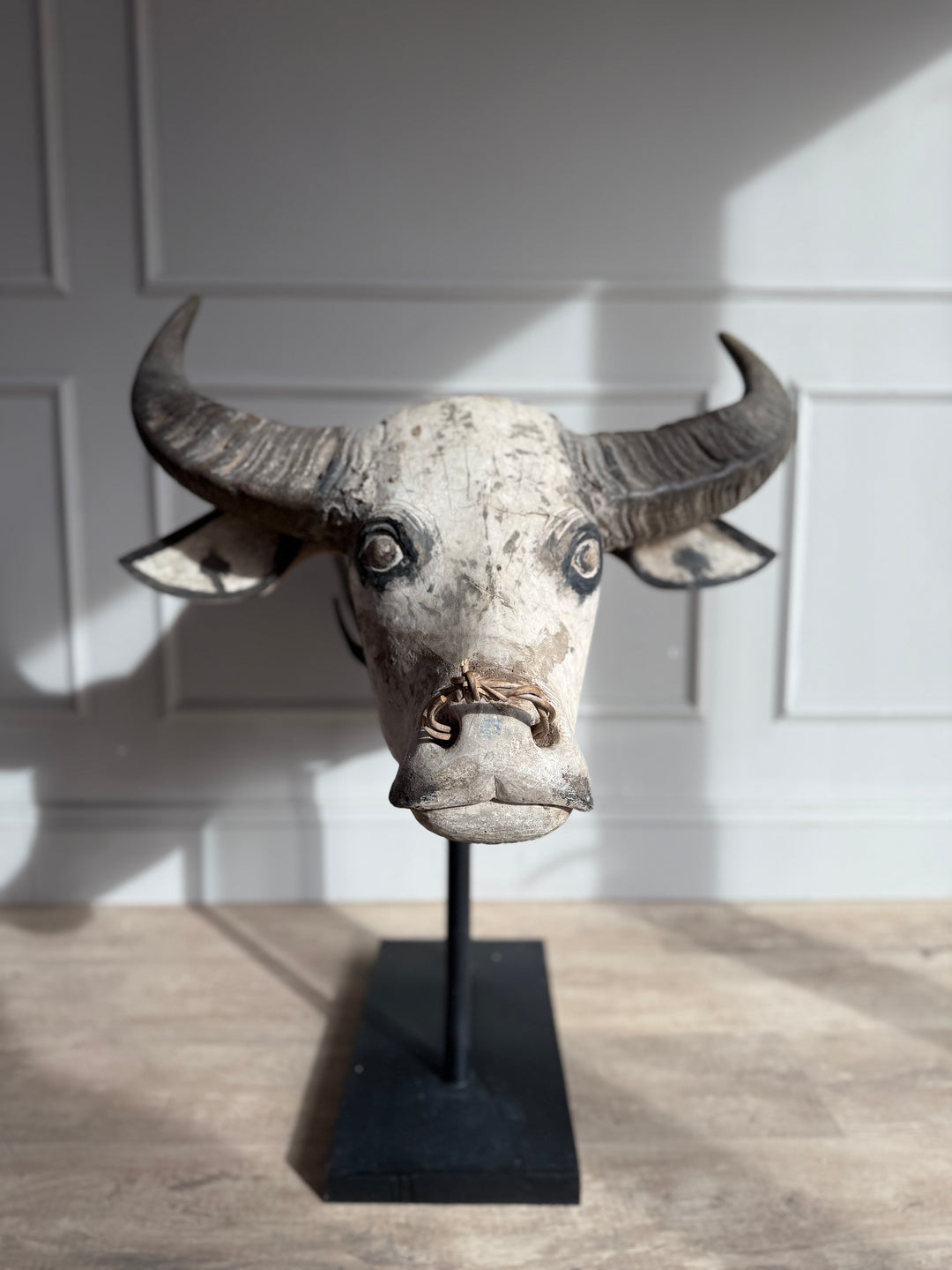 Large Antique Water Buffalo Head Sculpture