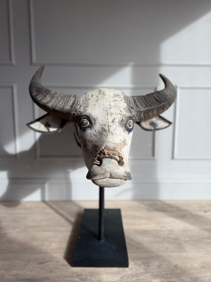 Large Antique Water Buffalo Head Sculpture