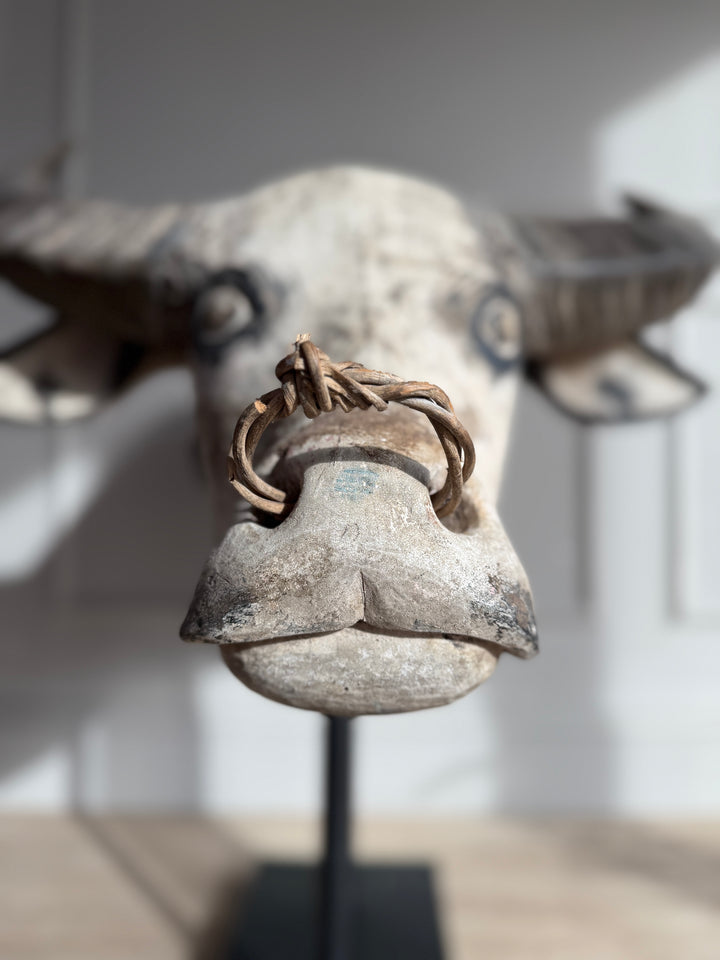 Large Antique Water Buffalo Head Sculpture
