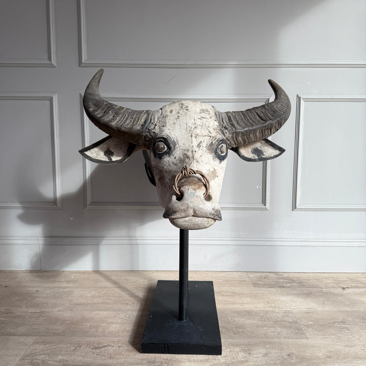 Large Antique Water Buffalo Head Sculpture