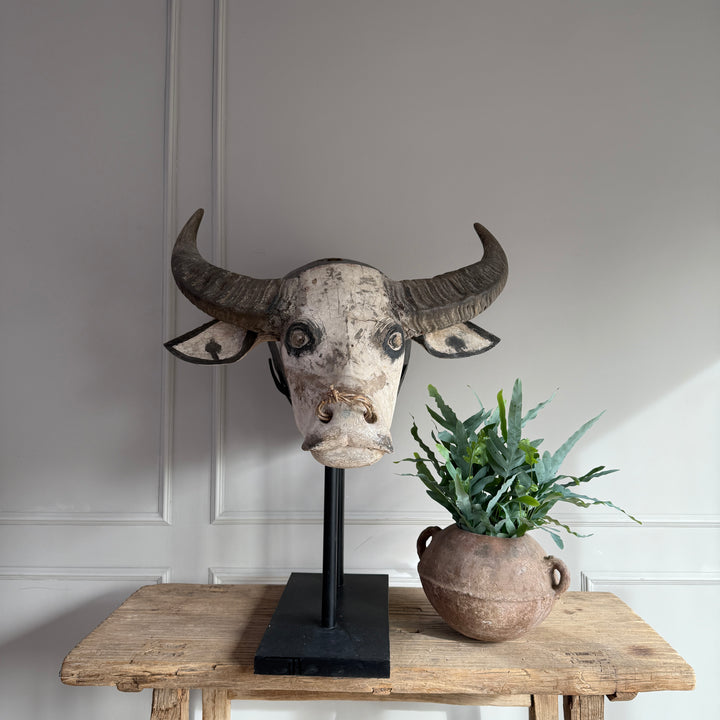 Large Antique Water Buffalo Head Sculpture