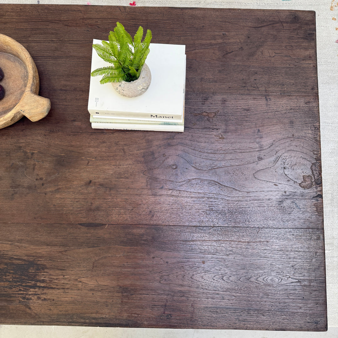 Extra large antique teak coffee table Marcelle