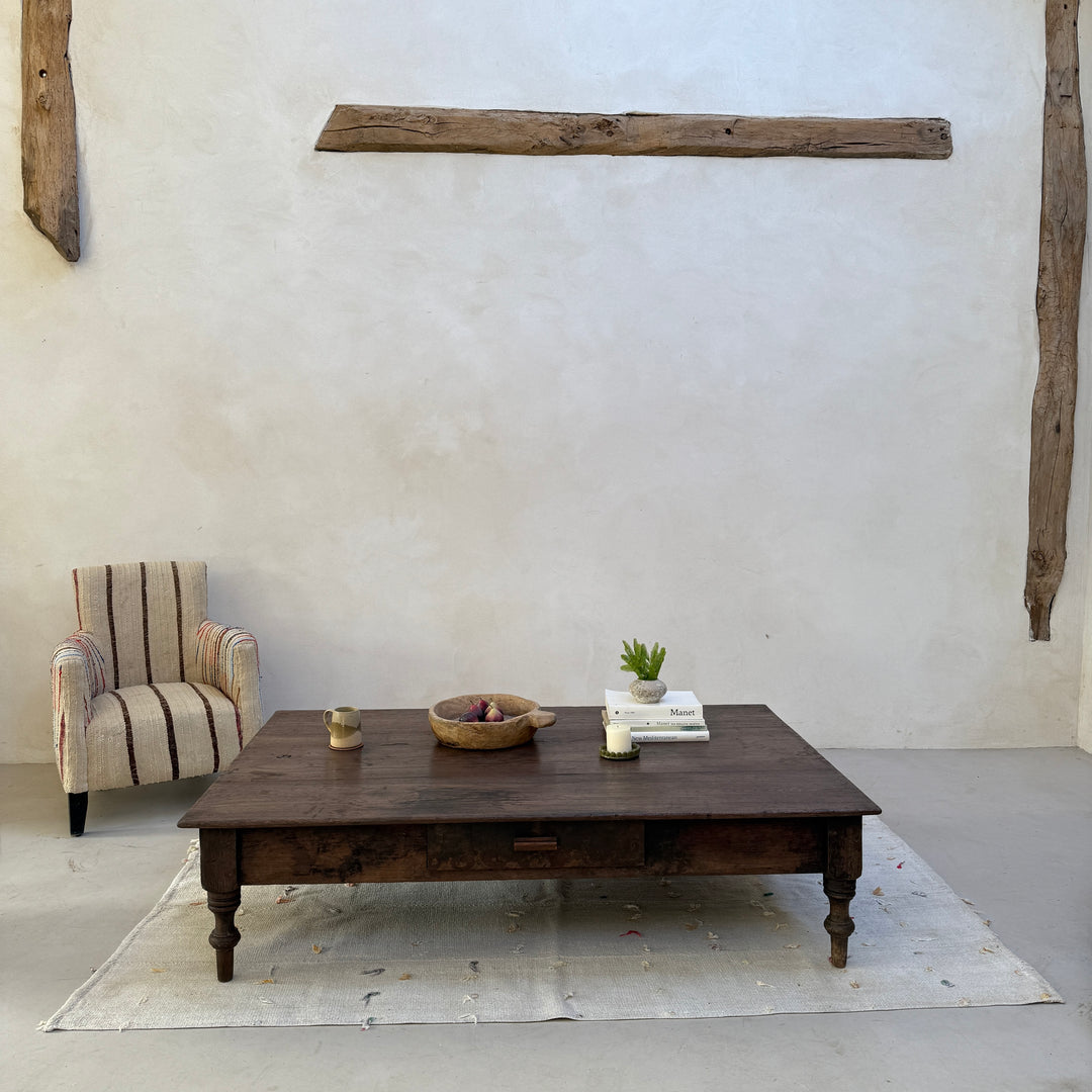 Extra large antique teak coffee table Marcelle