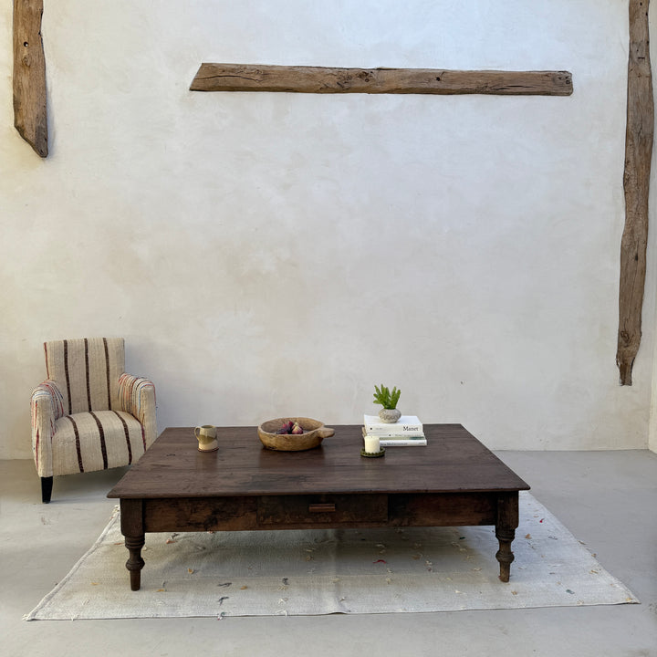 Extra large antique teak coffee table Marcelle