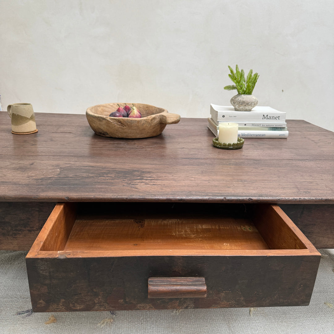 Extra large antique teak coffee table Marcelle