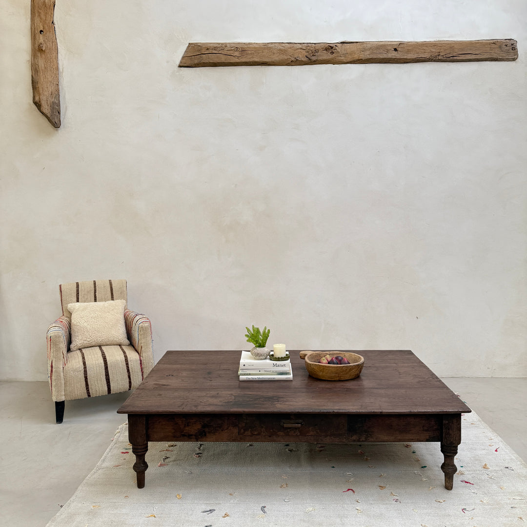 Extra large antique teak coffee table Marcelle