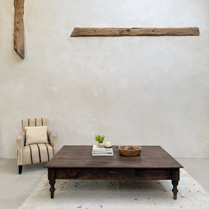 Extra large antique teak coffee table Marcelle