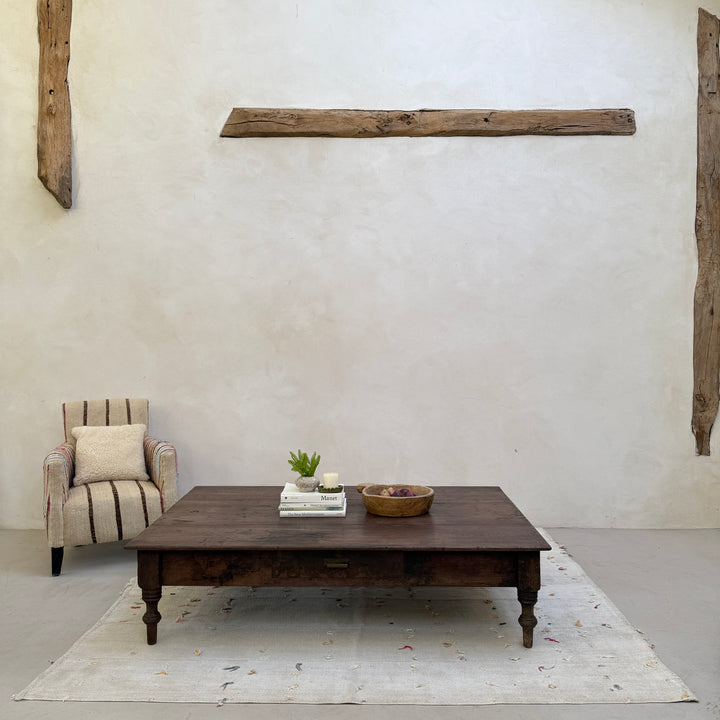 Extra large antique teak coffee table Marcelle