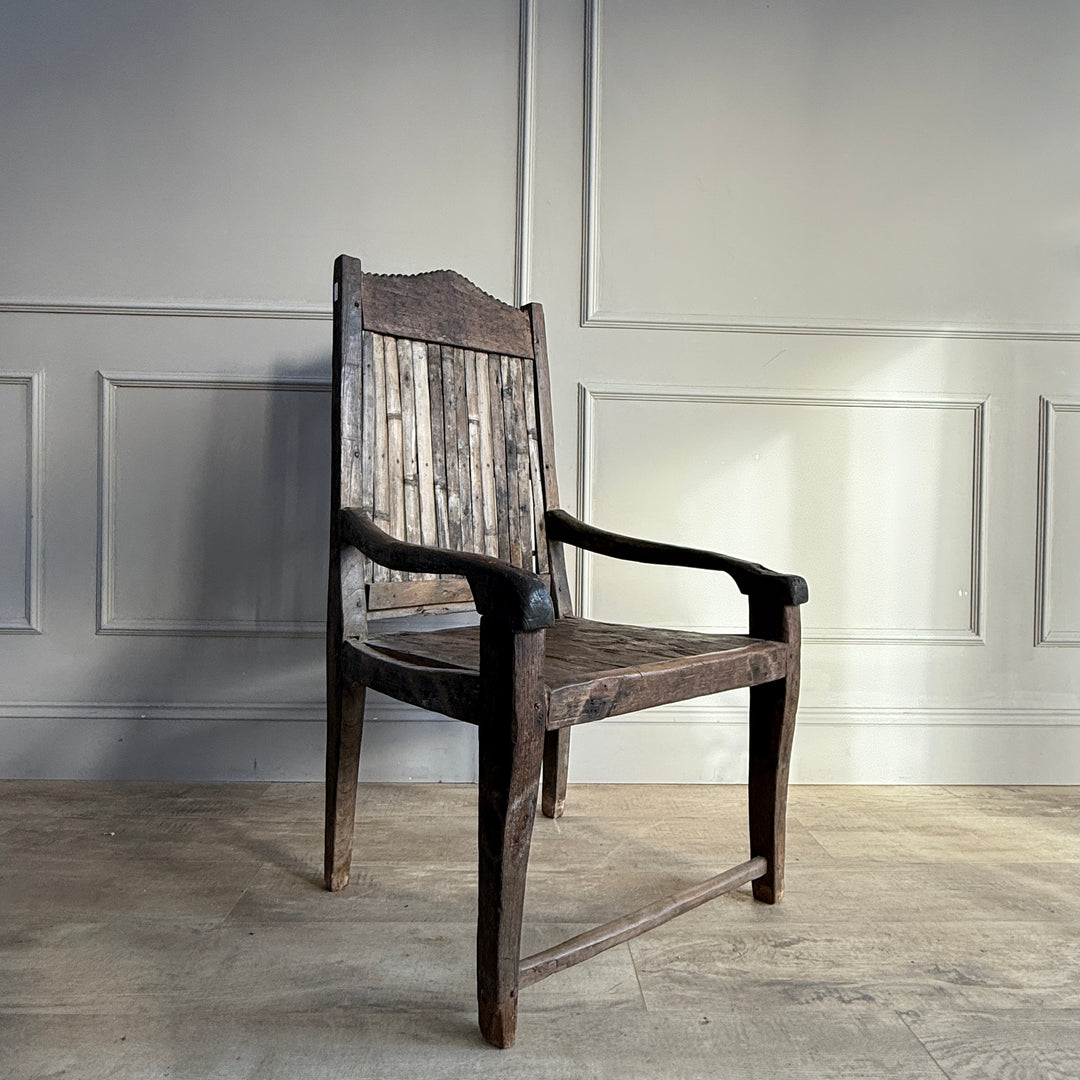 Vintage teak Seat with bamboo slats | Kirana