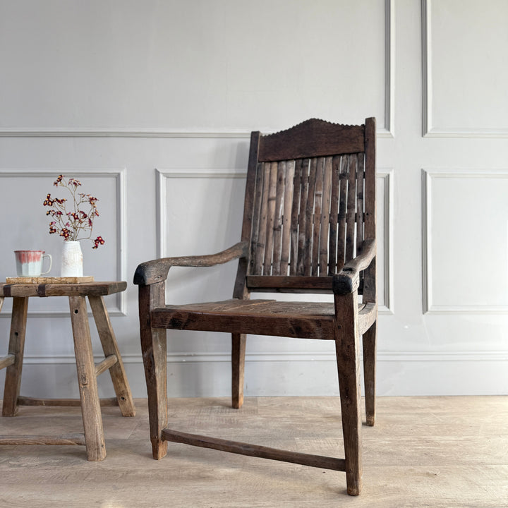 Vintage teak Seat with bamboo slats | Kirana
