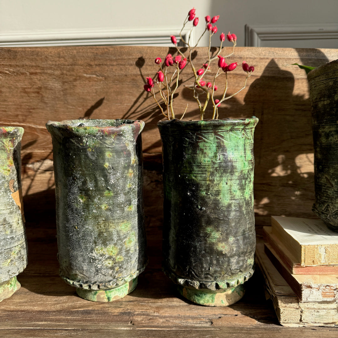 Moroccan Tamegroute Rustic Glazed Vase