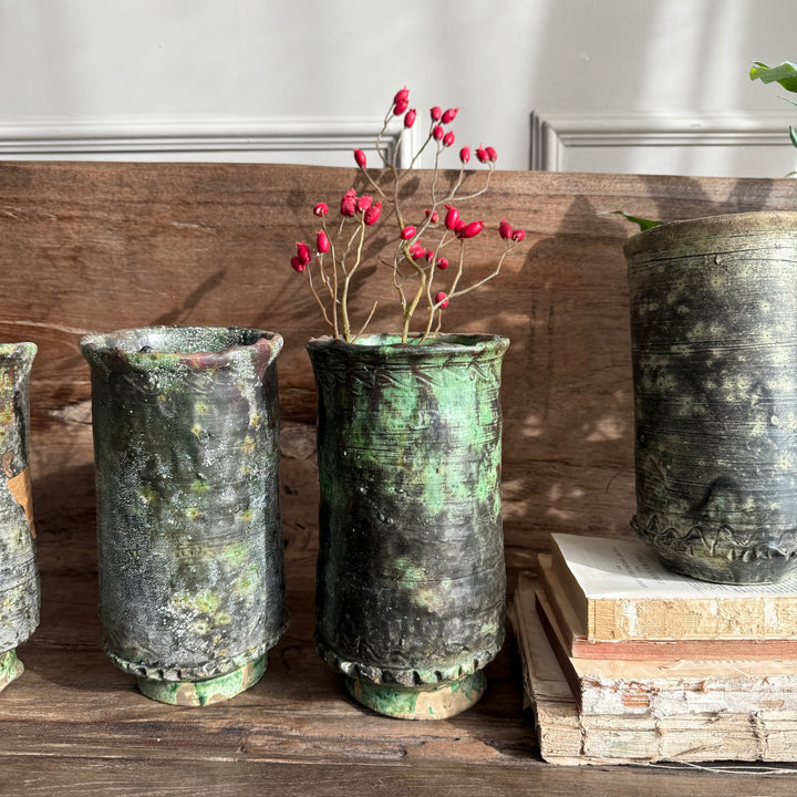 Moroccan Tamegroute Rustic Glazed Vase