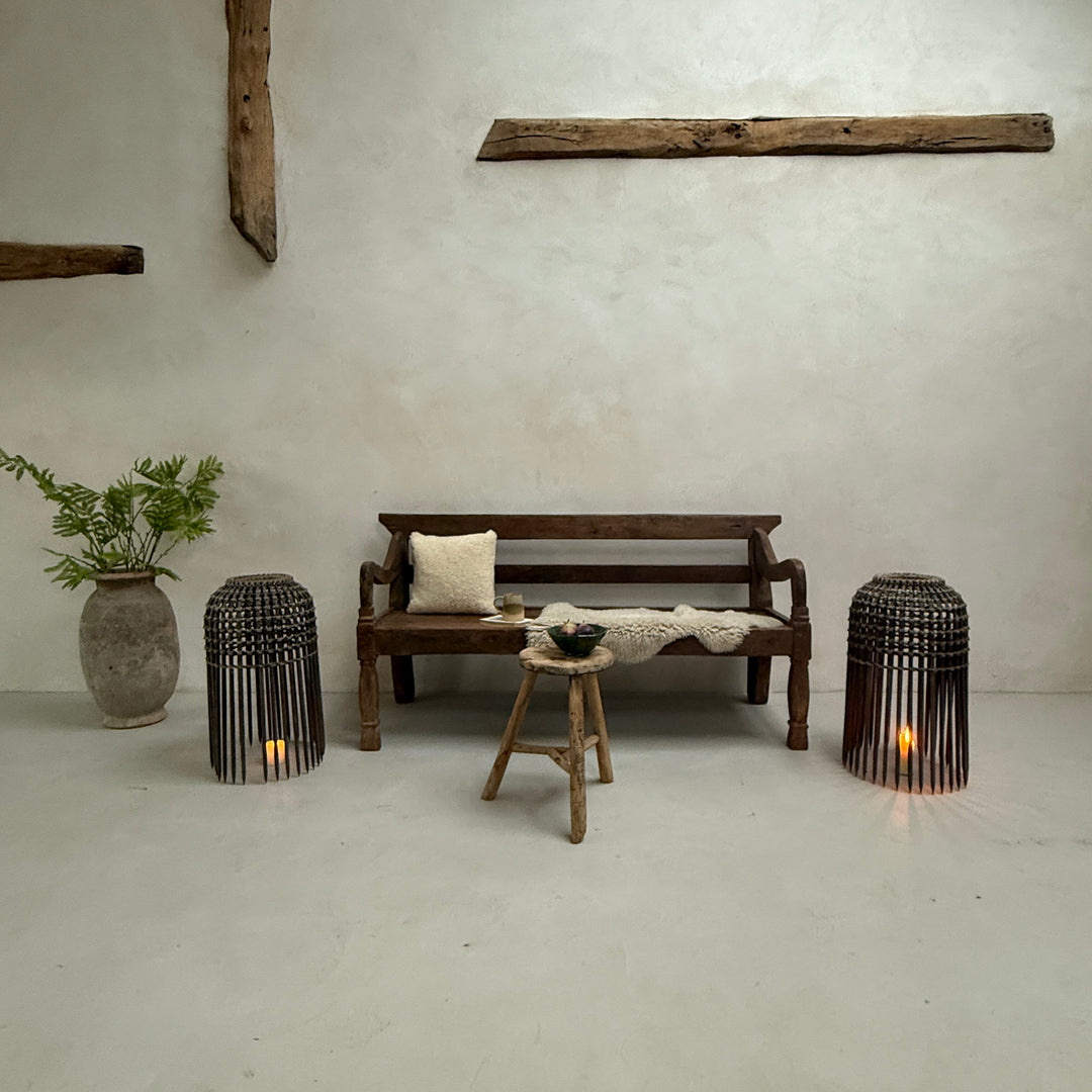 Vintage bamboo fishing trap lantern