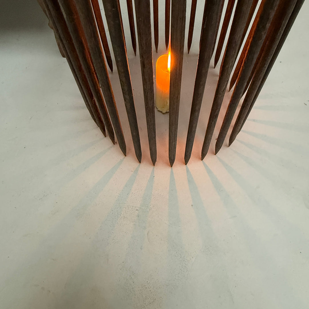 Vintage bamboo fishing trap lantern