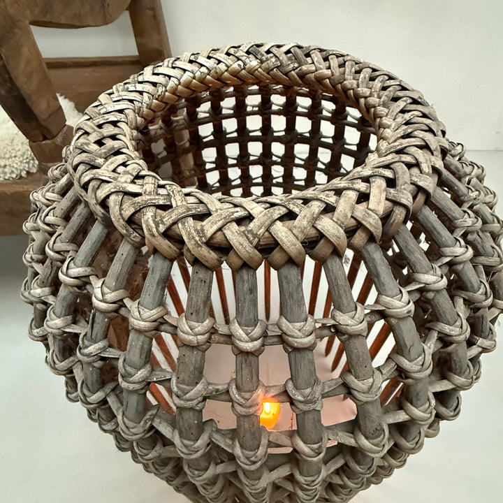 Vintage bamboo fishing trap lantern