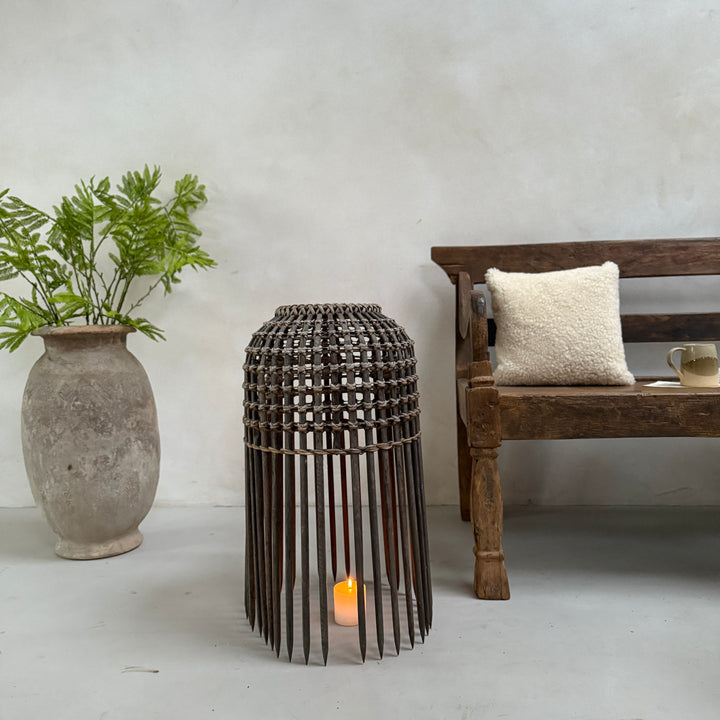 Vintage bamboo fishing trap lantern