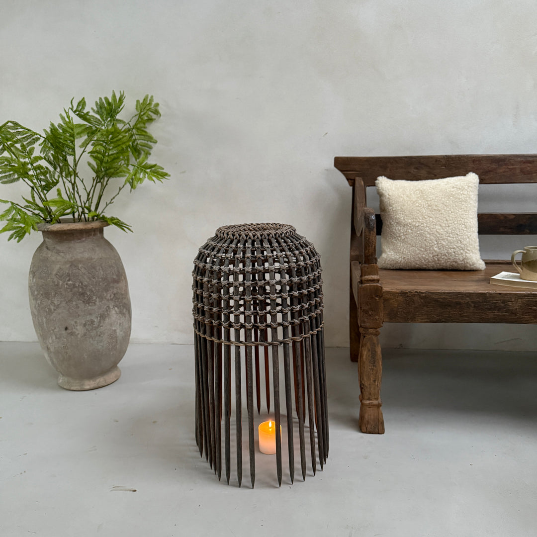 Vintage bamboo fishing trap lantern