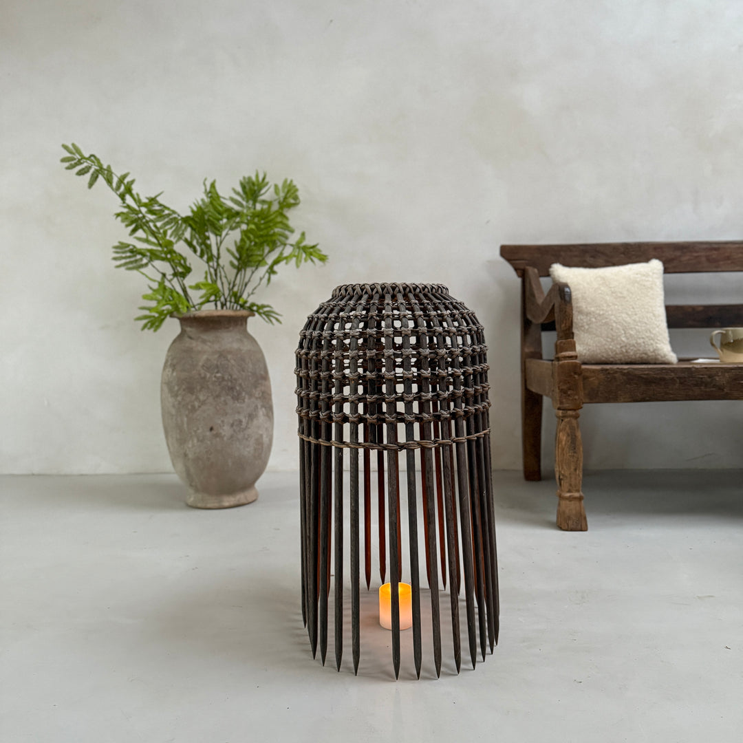 Vintage bamboo fishing trap lantern