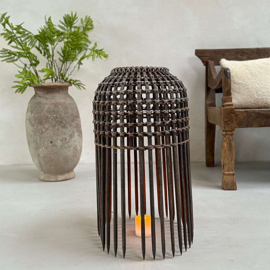 Vintage bamboo fishing trap lantern