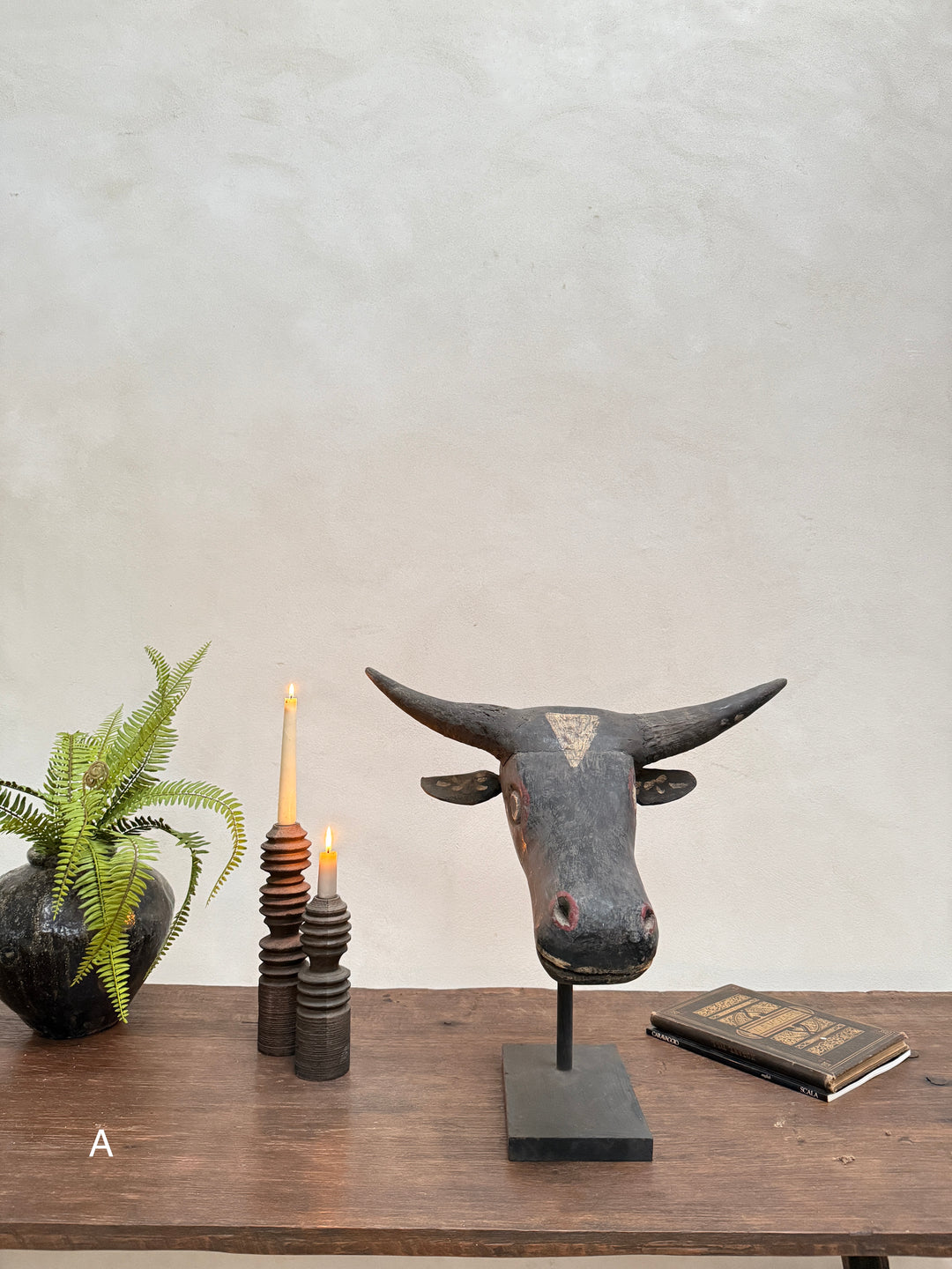 Antique Cow Head Sculpture