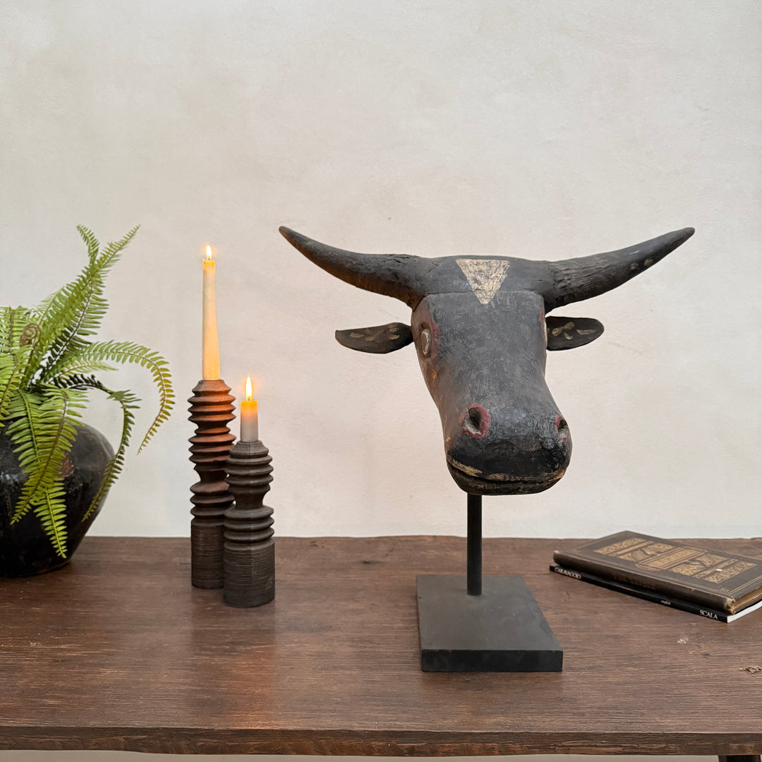 Antique Cow Head Sculpture