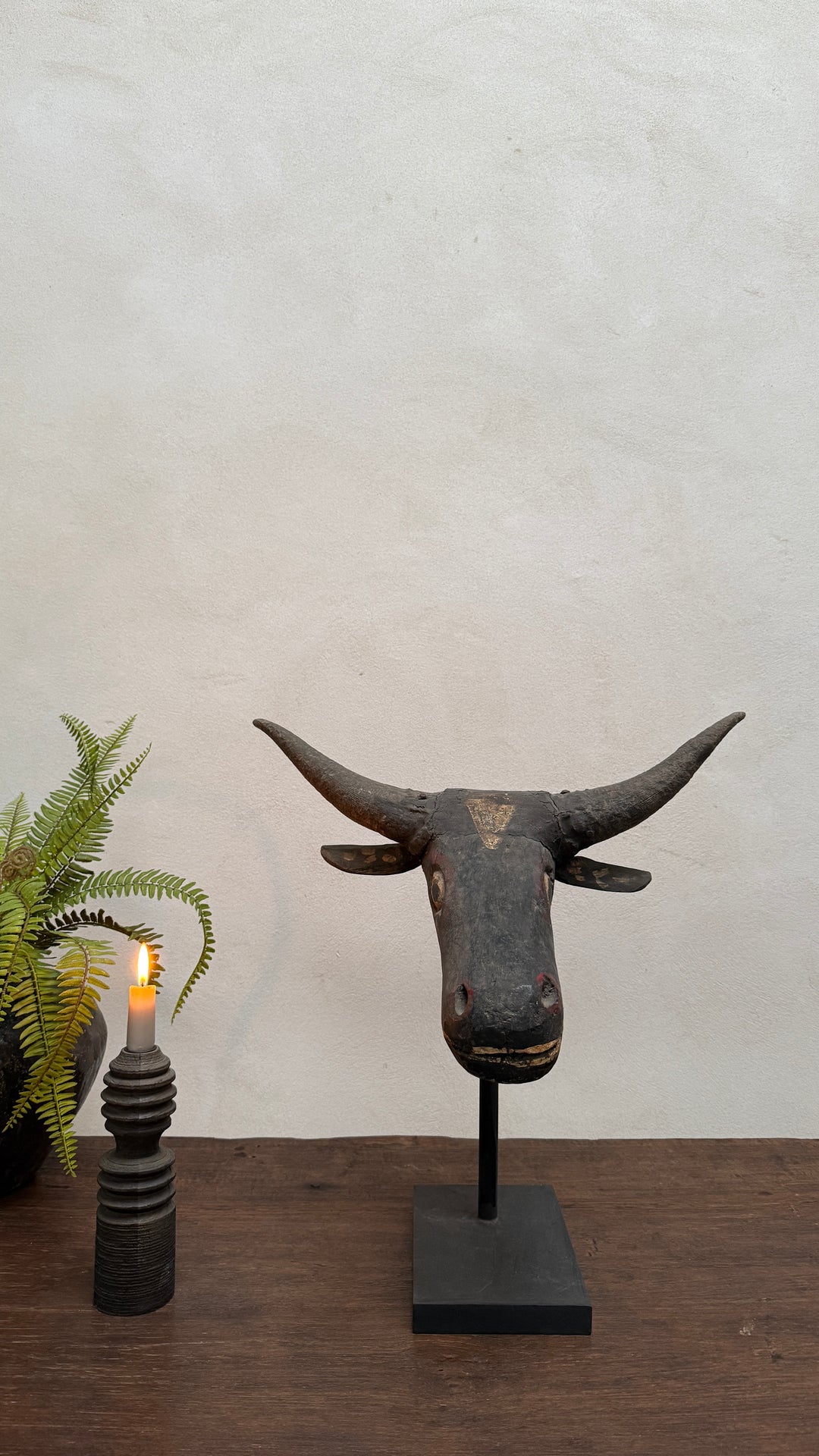 Antique Cow Head Sculpture
