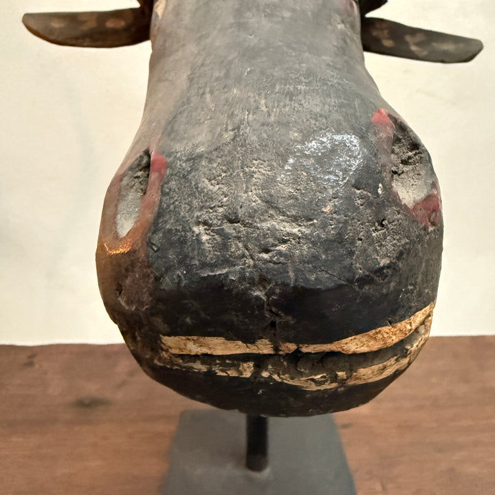 Antique Cow Head Sculpture