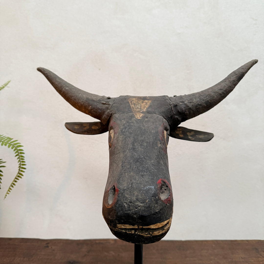 Antique Cow Head Sculpture