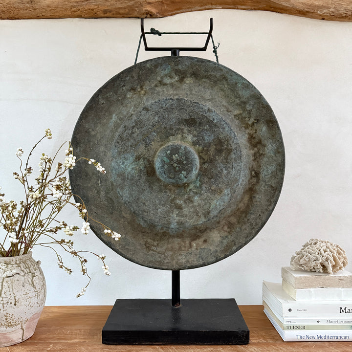 Extra Large Antique Gong on Stand | Sulawesi