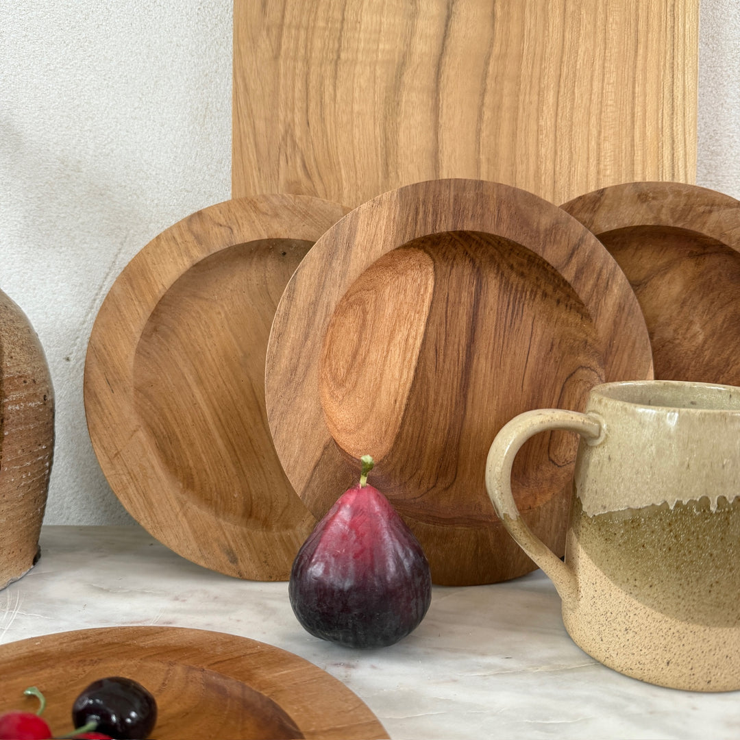 Round Teak Wooden Plate