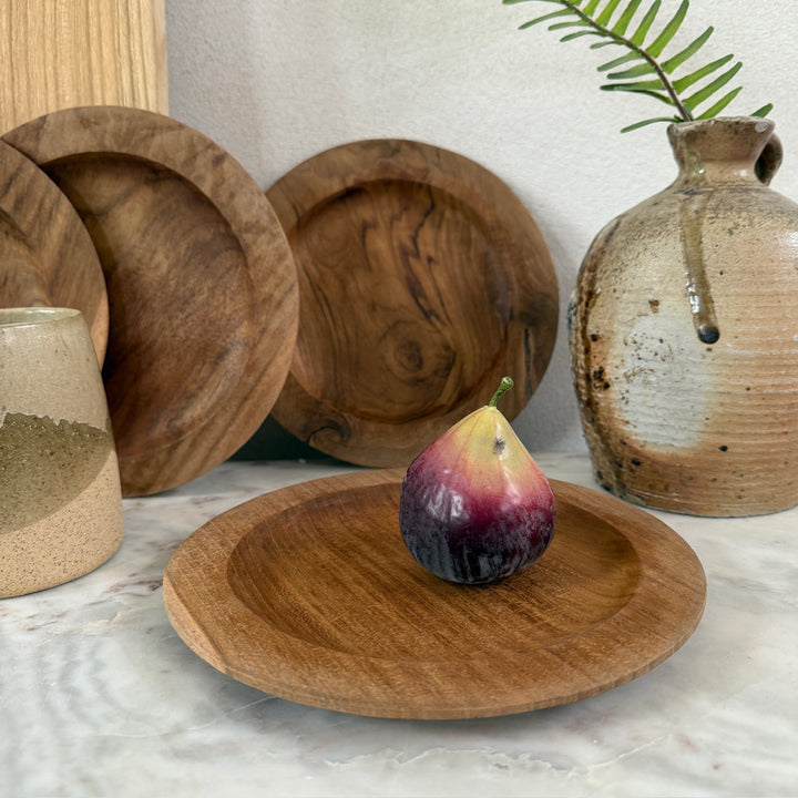 Round Teak Wooden Plate