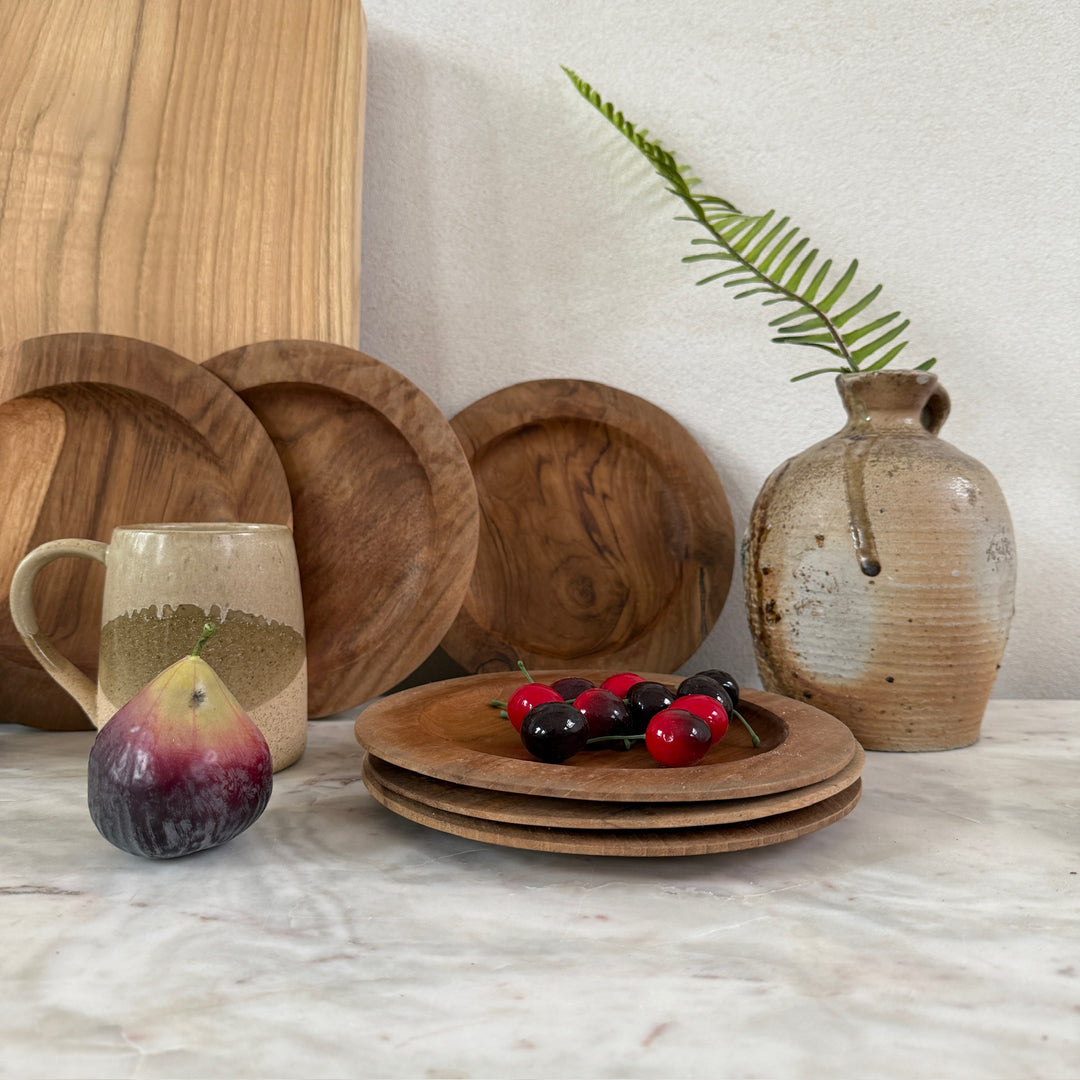 Round Teak Wooden Plate