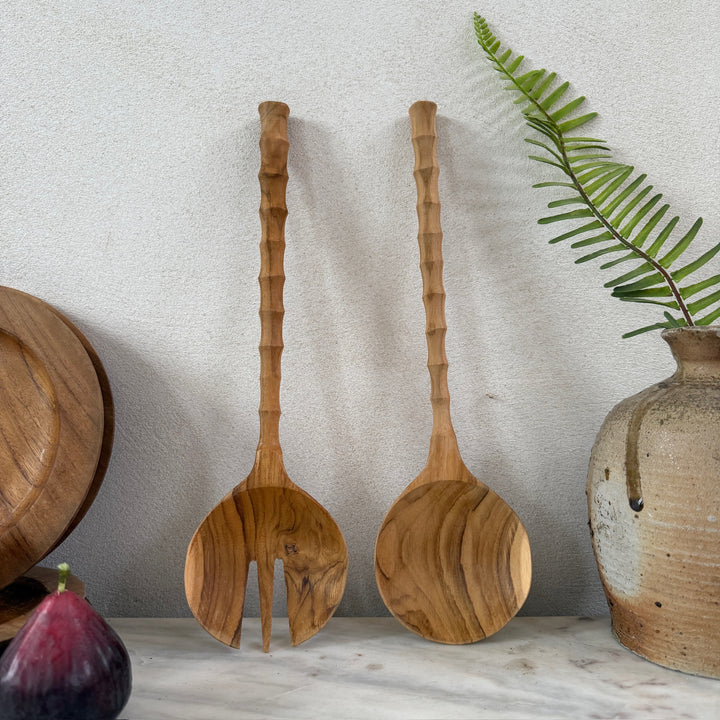 Teak Salad Server Set
