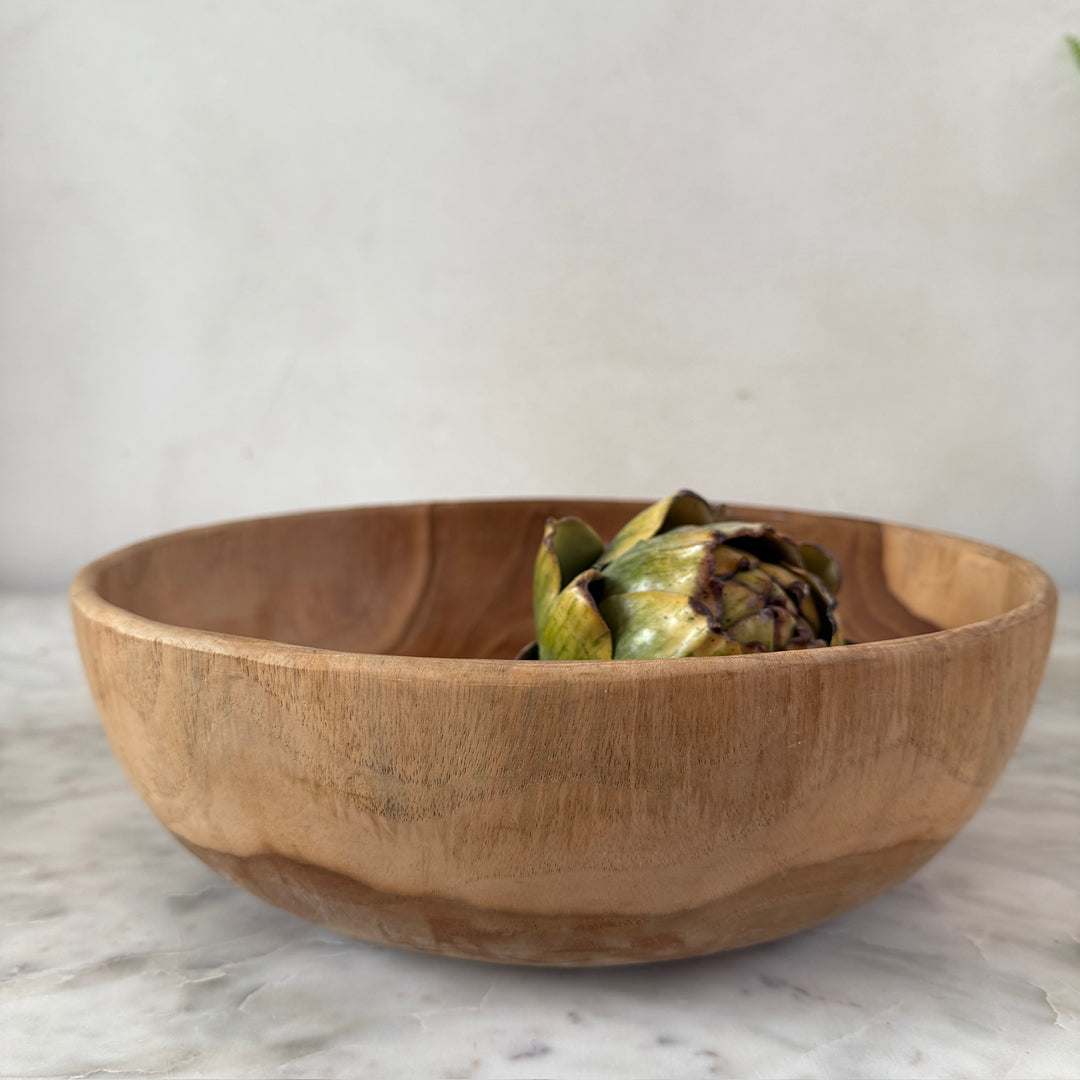 Round Teak Salad Bowl