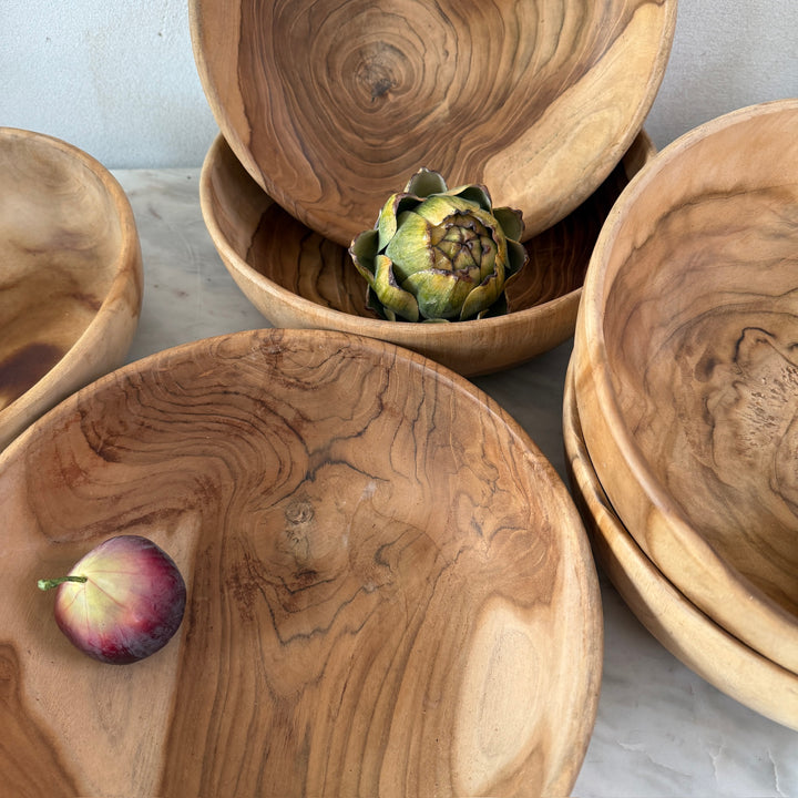 Round Teak Salad Bowl