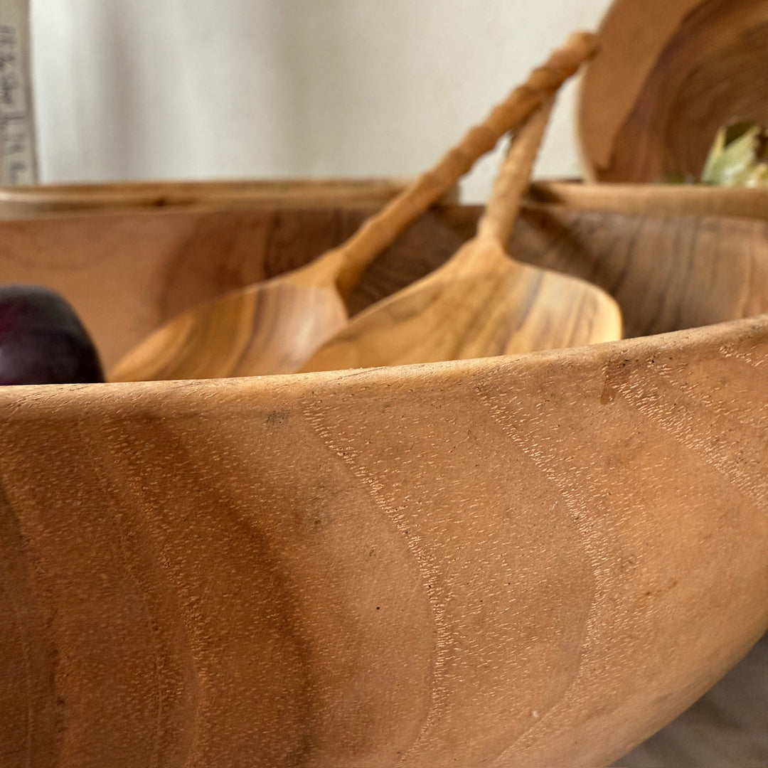 Round Teak Salad Bowl