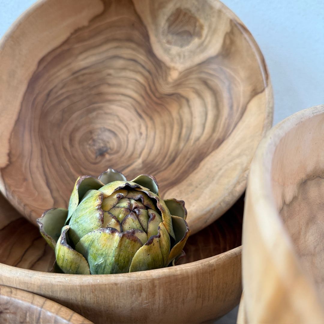 Round Teak Salad Bowl