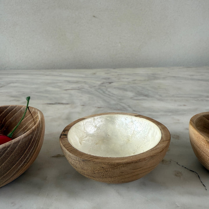 Mini Teak & Pearl Decorative Bowl