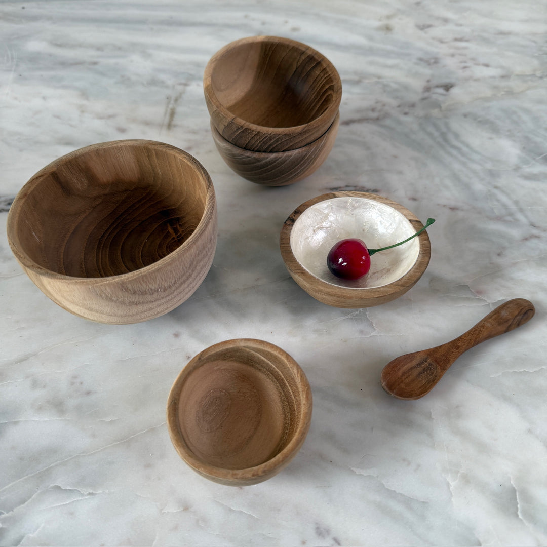 Mini Teak & Pearl Decorative Bowl