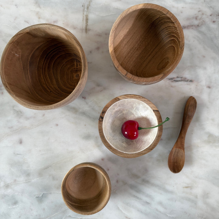 Mini Teak & Pearl Decorative Bowl