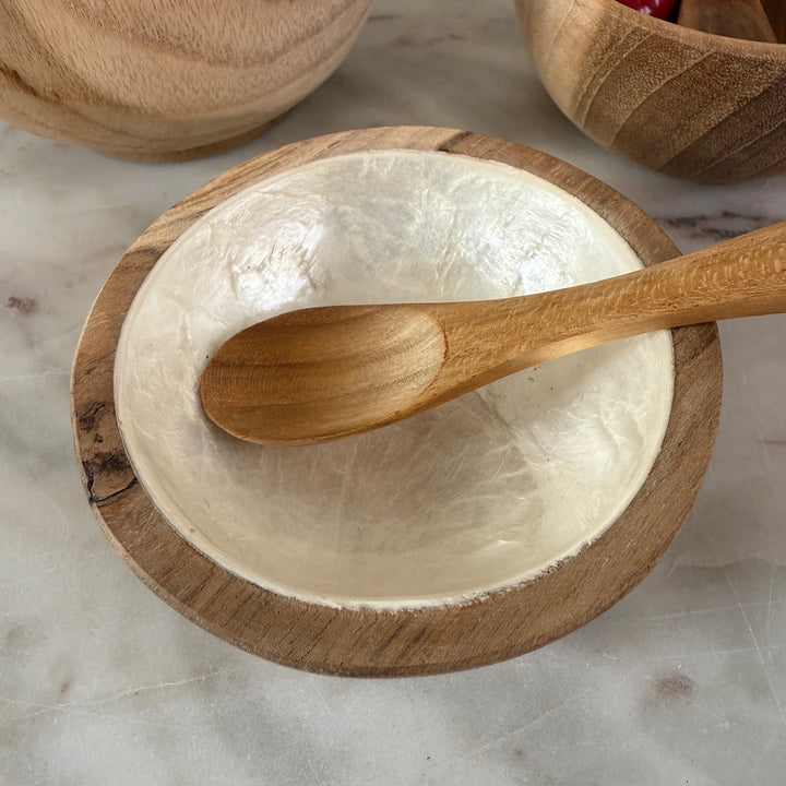 Mini Teak & Pearl Decorative Bowl