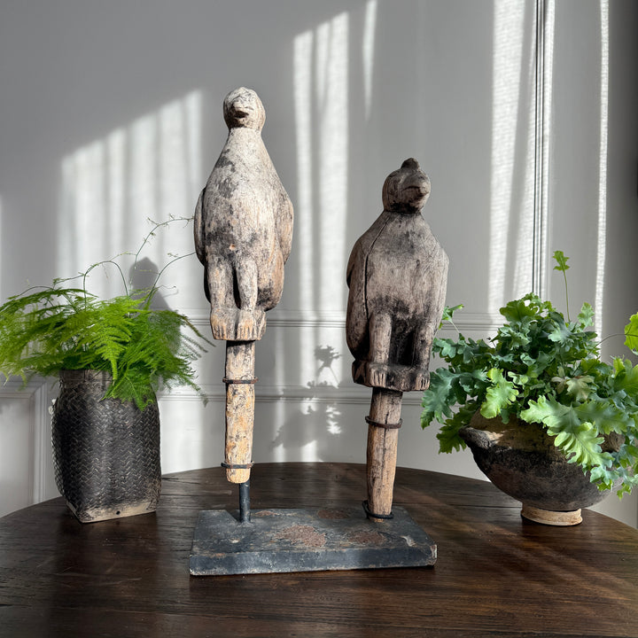 Wooden Two Birds Sculpture | Kadu