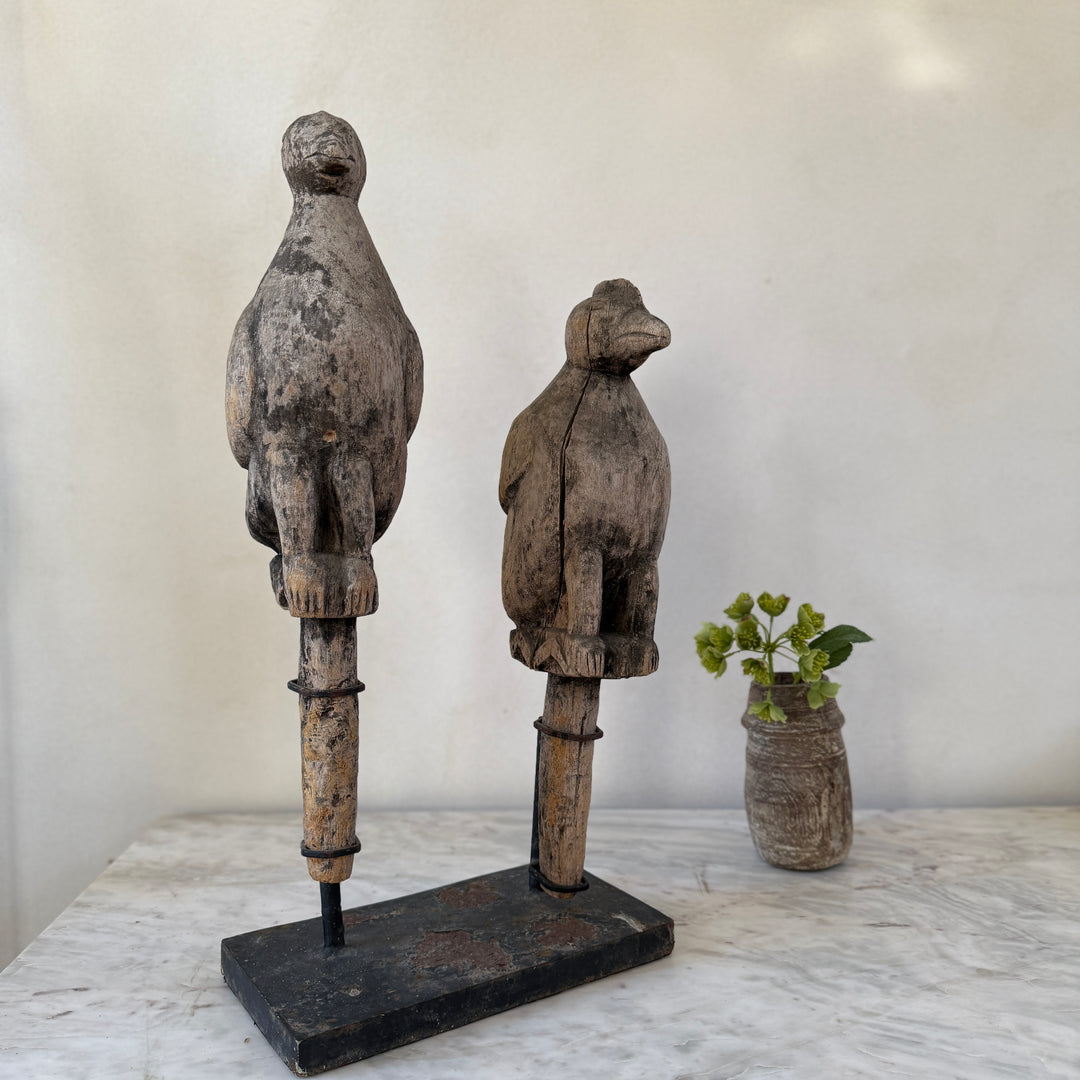 Wooden Two Birds Sculpture | Kadu