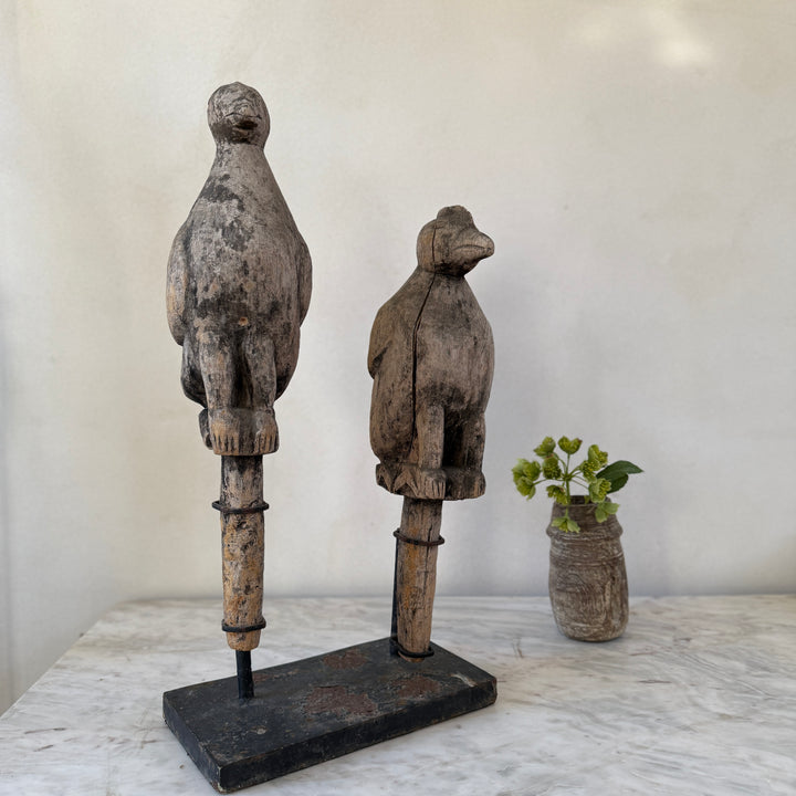 Wooden Two Birds Sculpture | Kadu