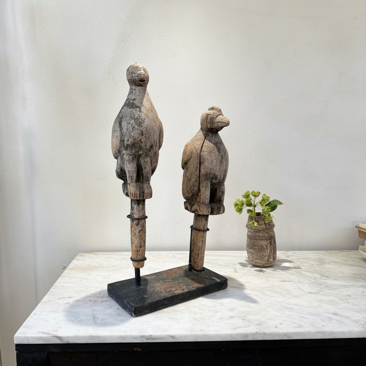 Wooden Two Birds Sculpture | Kadu