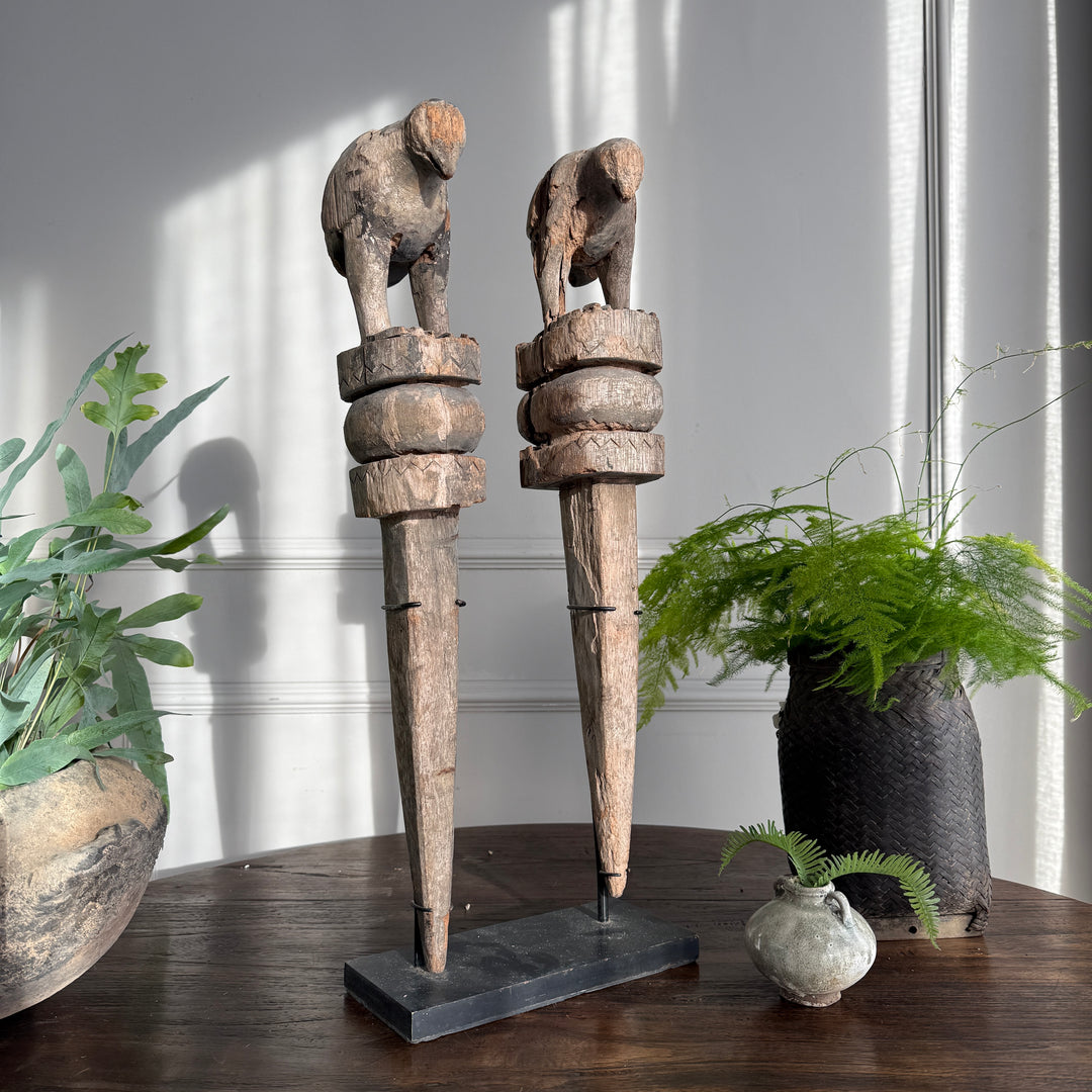 Wooden Two Birds Sculpture | Uma