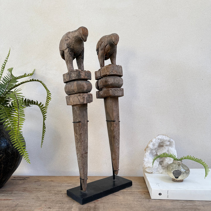 Wooden Two Birds Sculpture | Uma